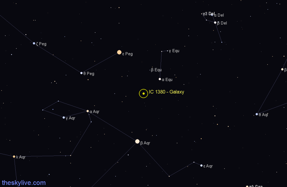 Finder chart IC 1380 - Galaxy in Pegasus star