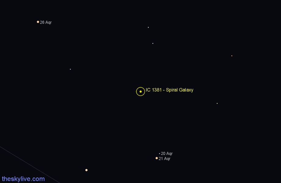 Finder chart IC 1381 - Spiral Galaxy in Aquarius star
