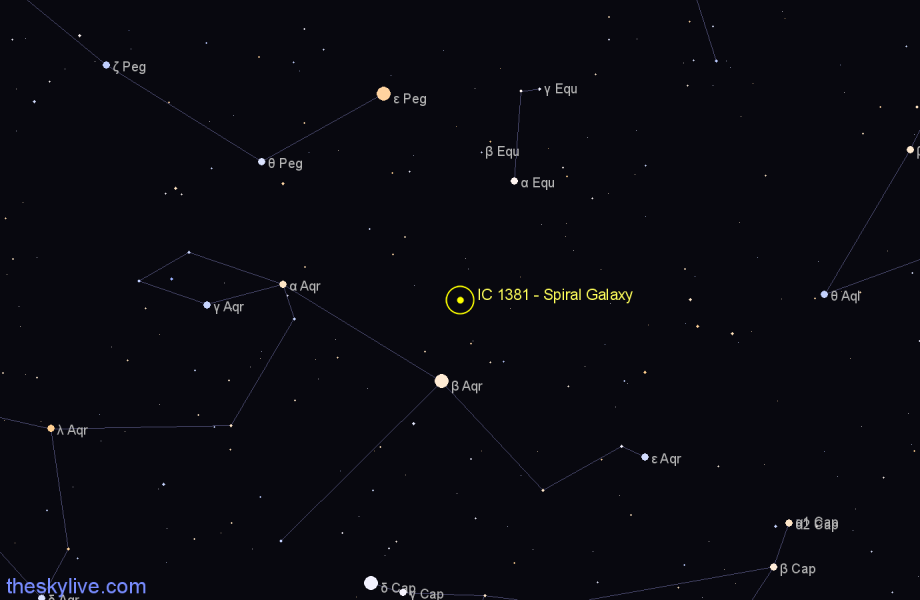Finder chart IC 1381 - Spiral Galaxy in Aquarius star