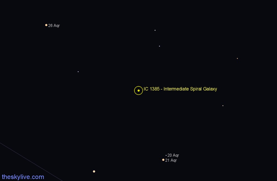 Finder chart IC 1385 - Intermediate Spiral Galaxy in Aquarius star