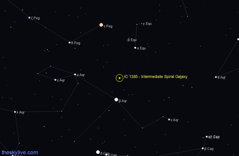 Finder chart IC 1385 - Intermediate Spiral Galaxy in Aquarius star