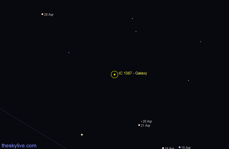 Finder chart IC 1387 - Galaxy in Aquarius star