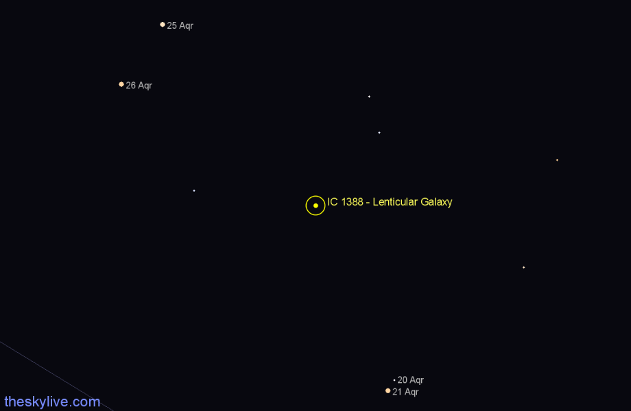 Finder chart IC 1388 - Lenticular Galaxy in Aquarius star