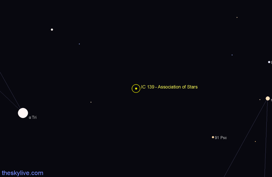 Finder chart IC 139 - Association of Stars in Triangulum star