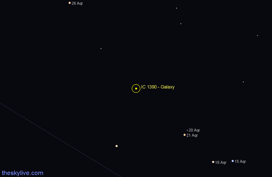 Finder chart IC 1390 - Galaxy in Aquarius star
