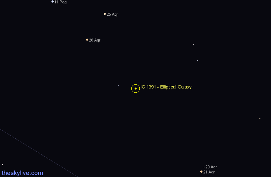 Finder chart IC 1391 - Elliptical Galaxy in Aquarius star