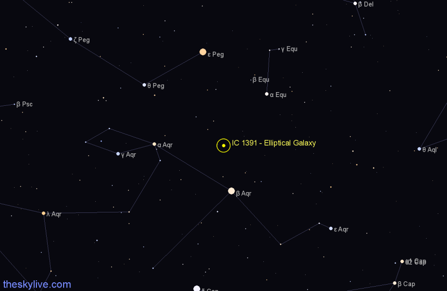 Finder chart IC 1391 - Elliptical Galaxy in Aquarius star