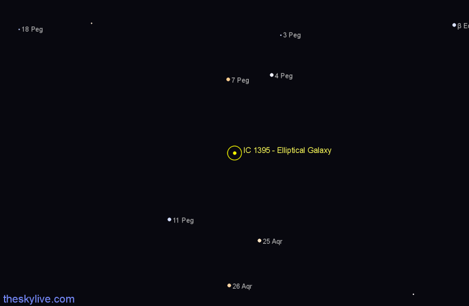 Finder chart IC 1395 - Elliptical Galaxy in Pegasus star