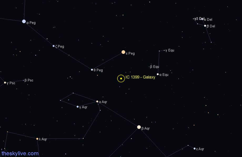 Finder chart IC 1399 - Galaxy in Pegasus star