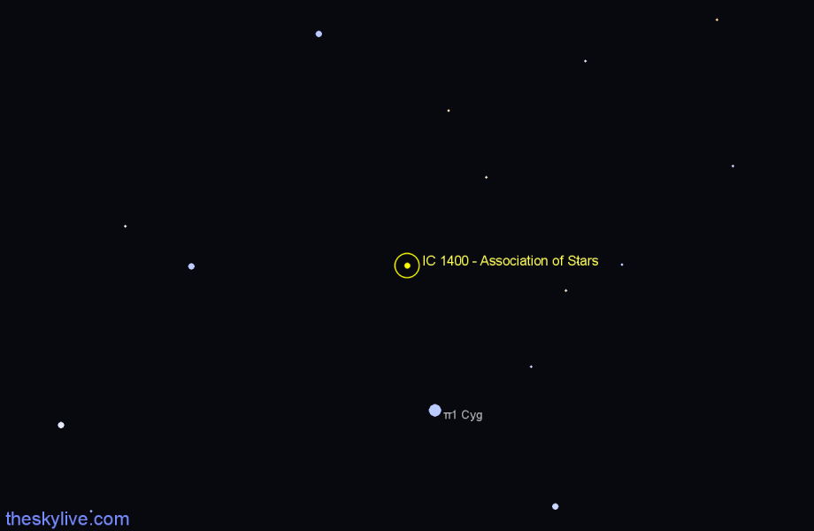 Finder chart IC 1400 - Association of Stars in Cygnus star