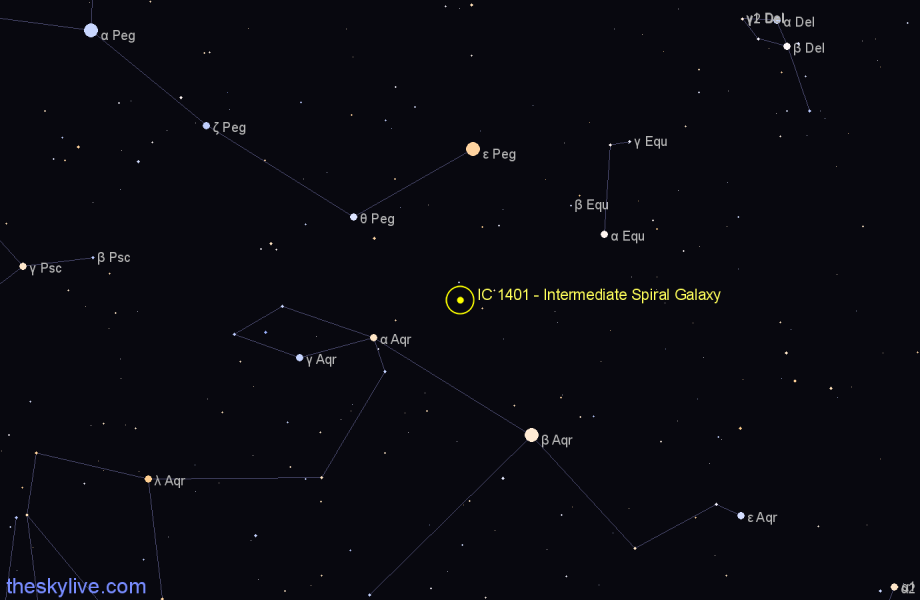 Finder chart IC 1401 - Intermediate Spiral Galaxy in Aquarius star