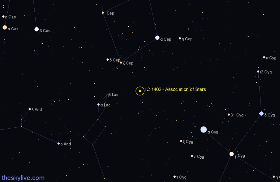 Finder chart IC 1402 - Association of Stars in Cygnus star