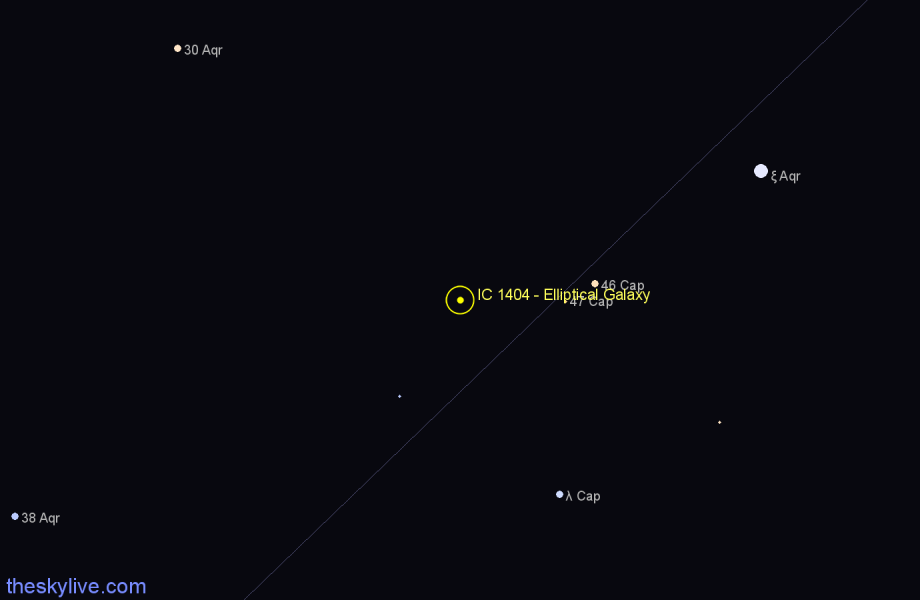 Finder chart IC 1404 - Elliptical Galaxy in Capricornus star