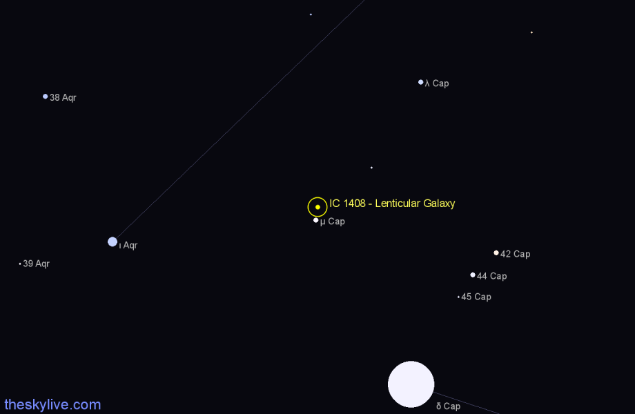 Finder chart IC 1408 - Lenticular Galaxy in Capricornus star