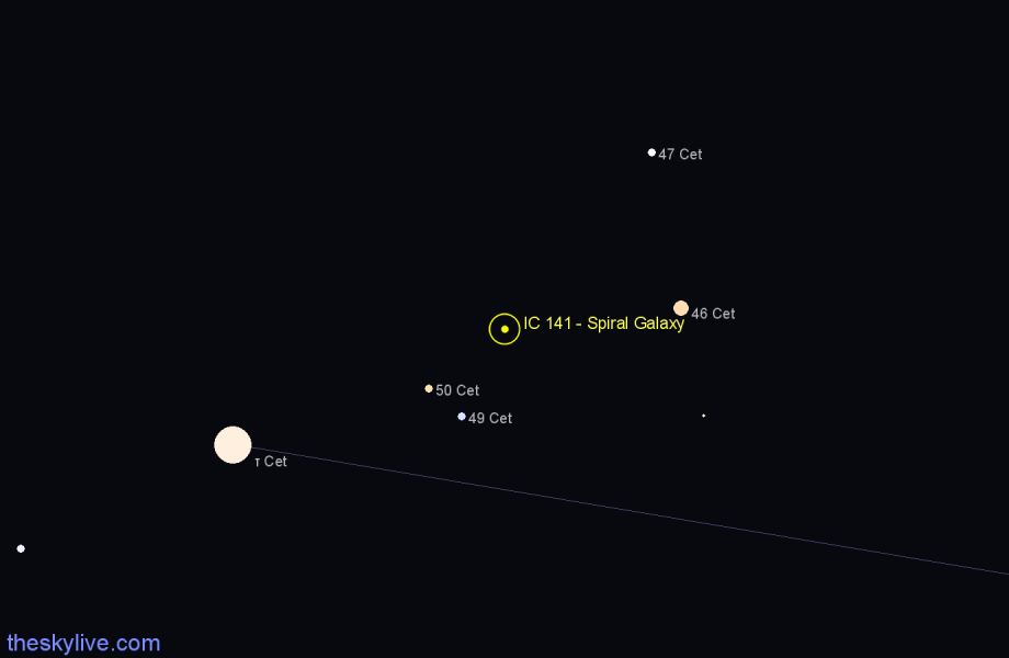 Finder chart IC 141 - Spiral Galaxy in Cetus star