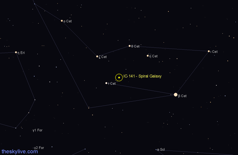Finder chart IC 141 - Spiral Galaxy in Cetus star