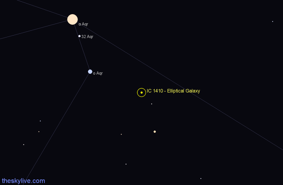 Finder chart IC 1410 - Elliptical Galaxy in Aquarius star