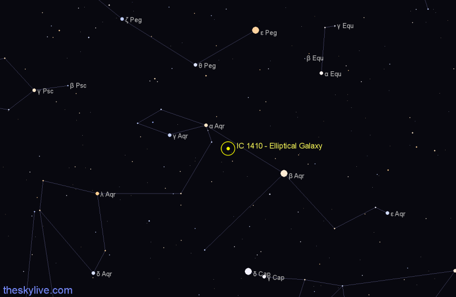 Finder chart IC 1410 - Elliptical Galaxy in Aquarius star