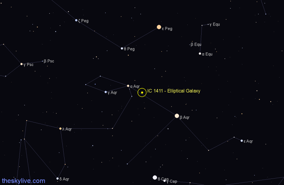 Finder chart IC 1411 - Elliptical Galaxy in Aquarius star