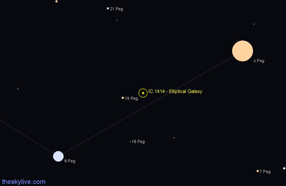 Finder chart IC 1414 - Elliptical Galaxy in Pegasus star