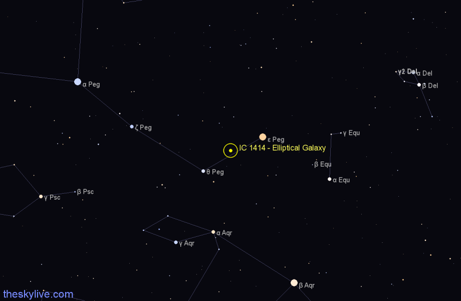Finder chart IC 1414 - Elliptical Galaxy in Pegasus star