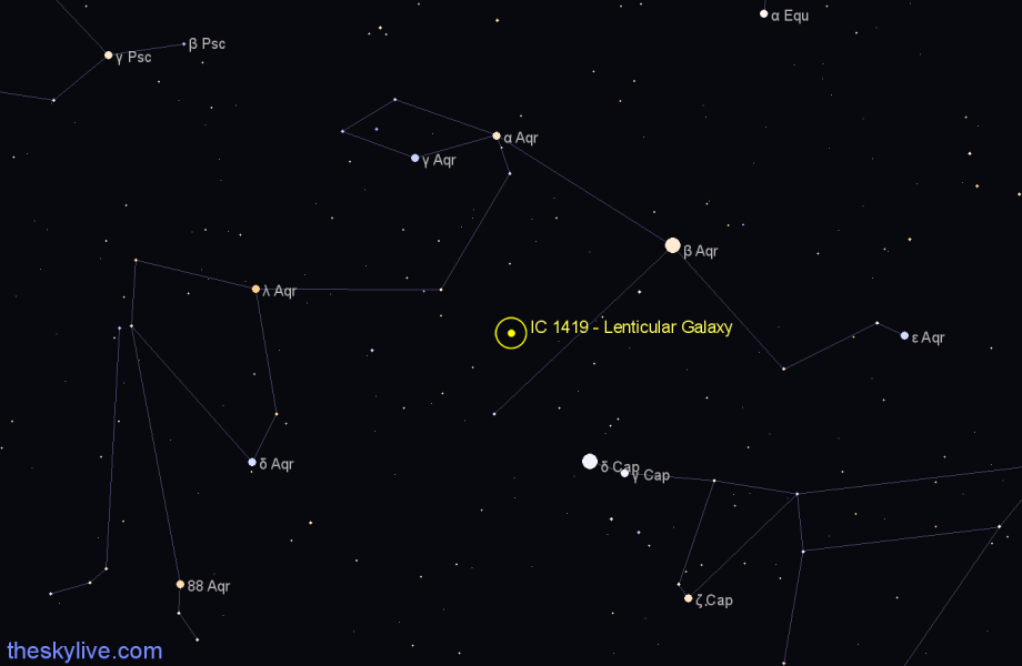 Finder chart IC 1419 - Lenticular Galaxy in Aquarius star