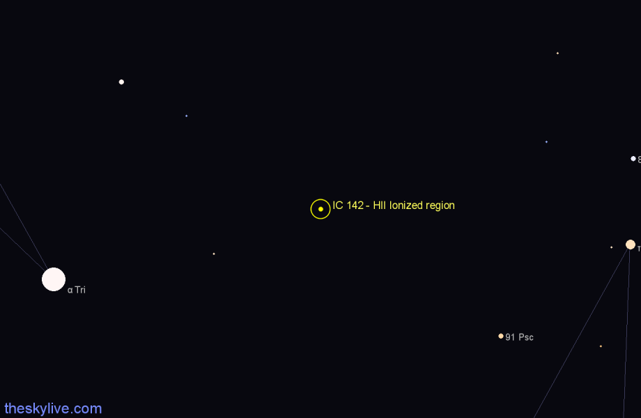 Finder chart IC 142 - HII Ionized region in Triangulum star