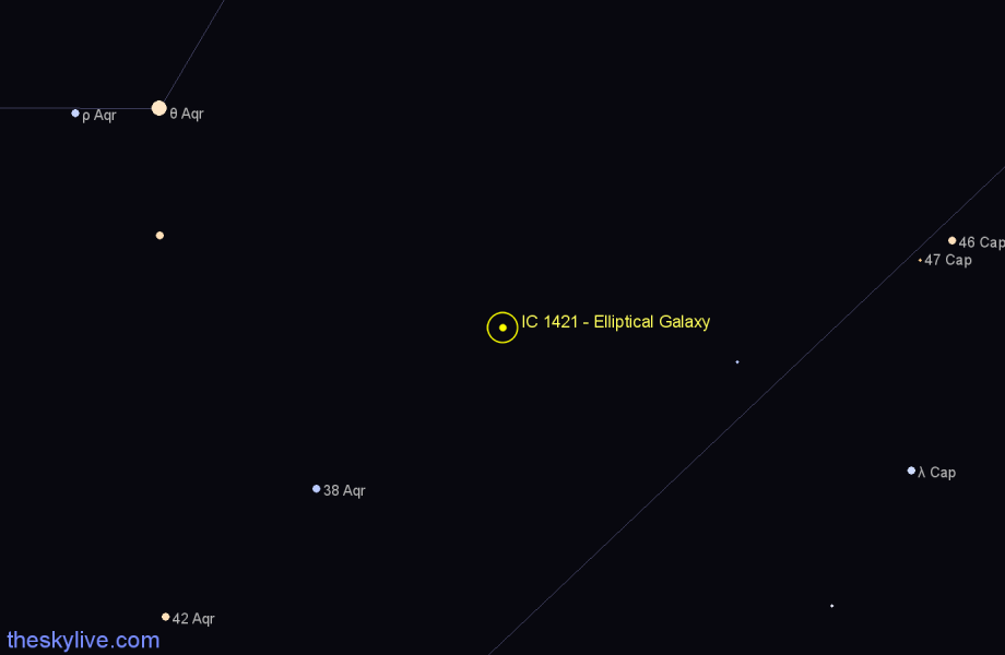 Finder chart IC 1421 - Elliptical Galaxy in Aquarius star