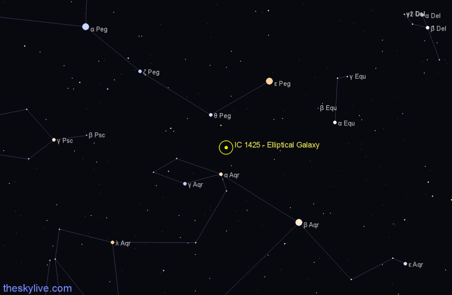 Finder chart IC 1425 - Elliptical Galaxy in Pegasus star