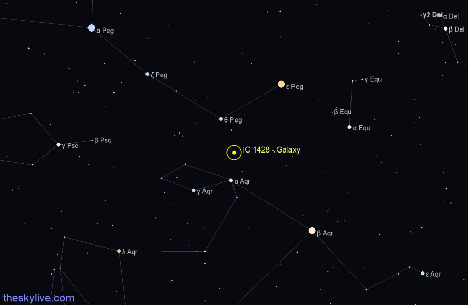 Finder chart IC 1428 - Galaxy in Pegasus star