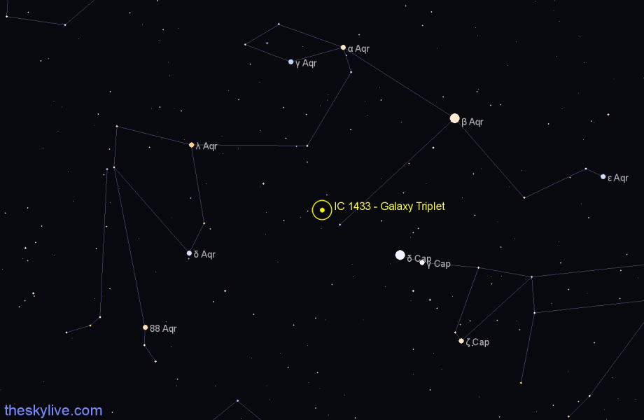 Finder chart IC 1433 - Galaxy Triplet in Aquarius star