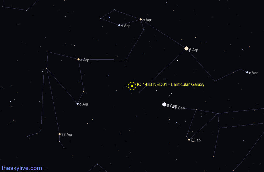 Finder chart IC 1433 NED01 - Lenticular Galaxy in Aquarius star