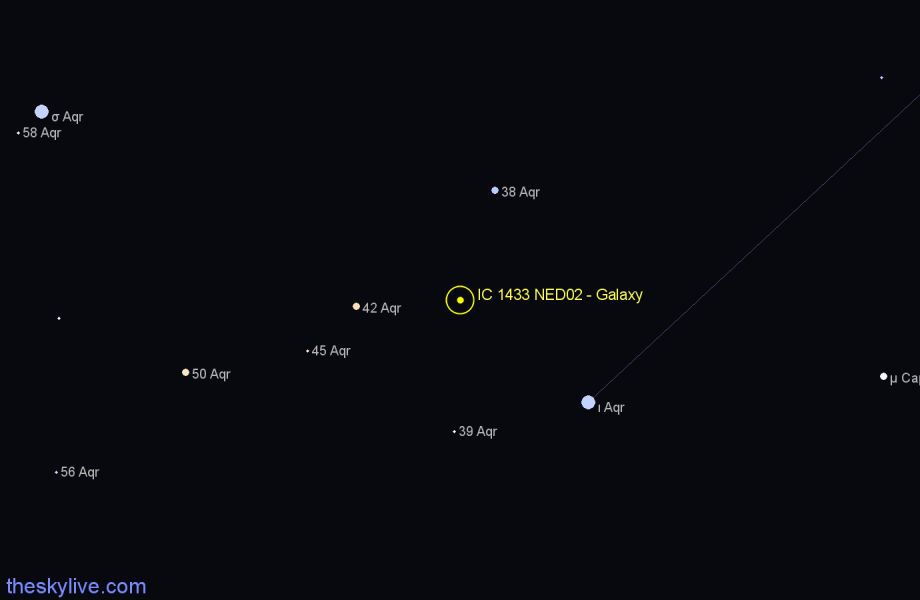Finder chart IC 1433 NED02 - Galaxy in Aquarius star