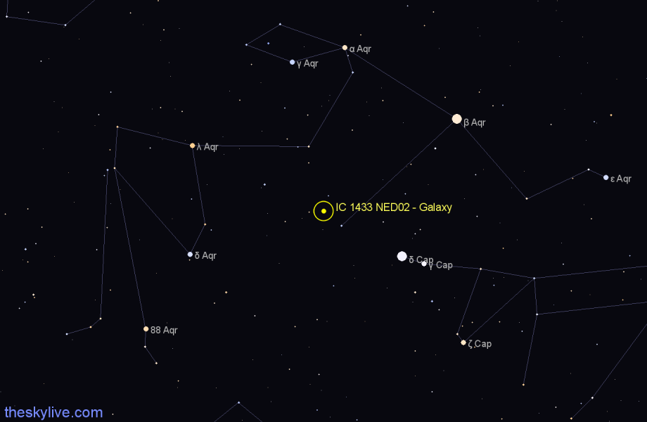 Finder chart IC 1433 NED02 - Galaxy in Aquarius star