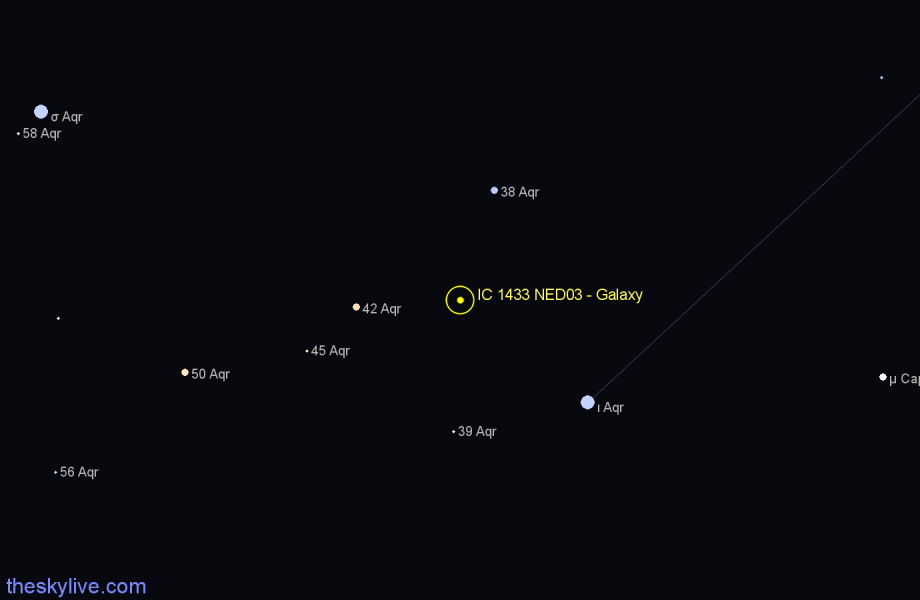 Finder chart IC 1433 NED03 - Galaxy in Aquarius star