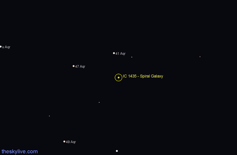 Finder chart IC 1435 - Spiral Galaxy in Aquarius star