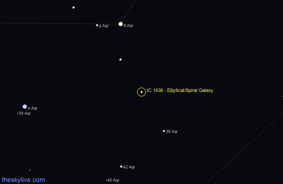 Finder chart IC 1436 - Elliptical/Spiral Galaxy in Aquarius star