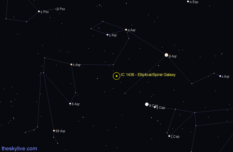 Finder chart IC 1436 - Elliptical/Spiral Galaxy in Aquarius star