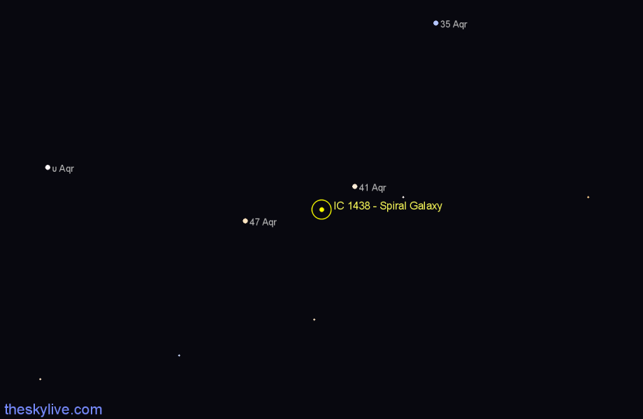 Finder chart IC 1438 - Spiral Galaxy in Aquarius star