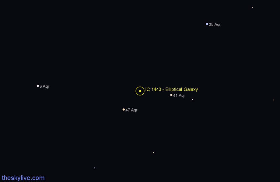 Finder chart IC 1443 - Elliptical Galaxy in Aquarius star