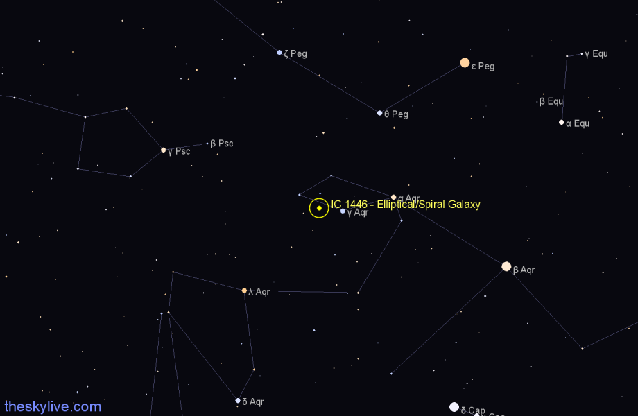 Finder chart IC 1446 - Elliptical/Spiral Galaxy in Aquarius star