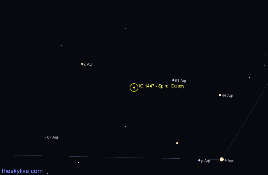 Finder chart IC 1447 - Spiral Galaxy in Aquarius star