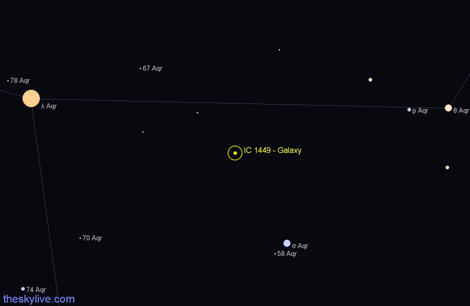 Finder chart IC 1449 - Galaxy in Aquarius star