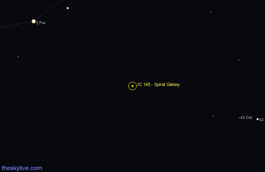 Finder chart IC 145 - Spiral Galaxy in Cetus star