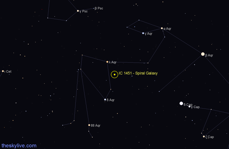 Finder chart IC 1451 - Spiral Galaxy in Aquarius star