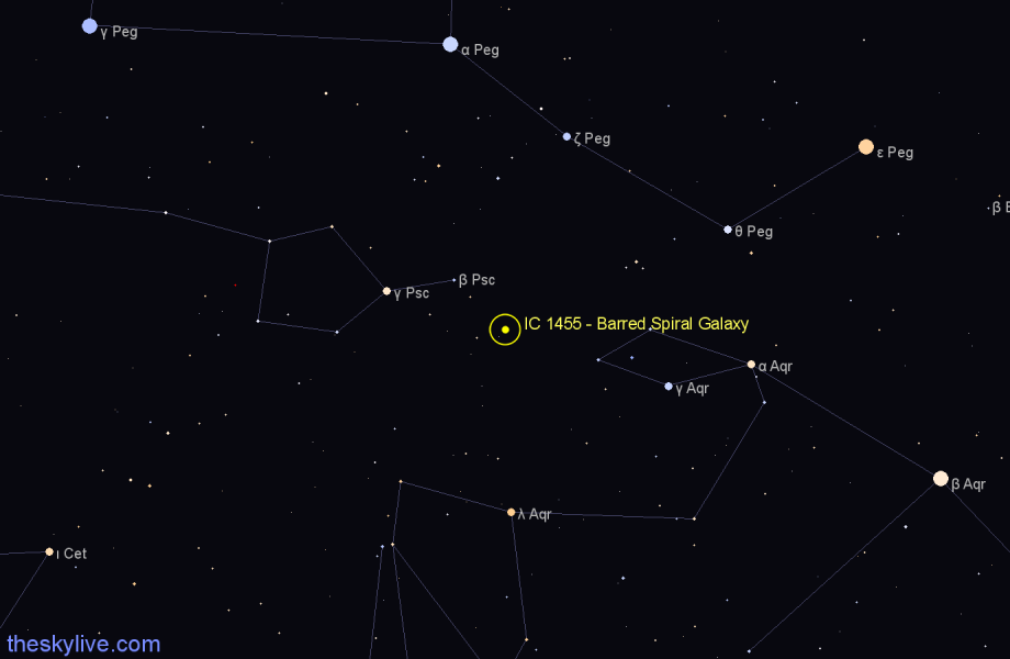 Finder chart IC 1455 - Barred Spiral Galaxy in Pisces star