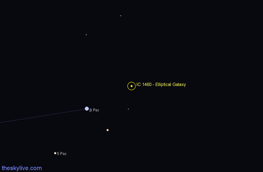 Finder chart IC 1460 - Elliptical Galaxy in Pisces star