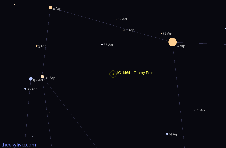 Finder chart IC 1464 - Galaxy Pair in Aquarius star