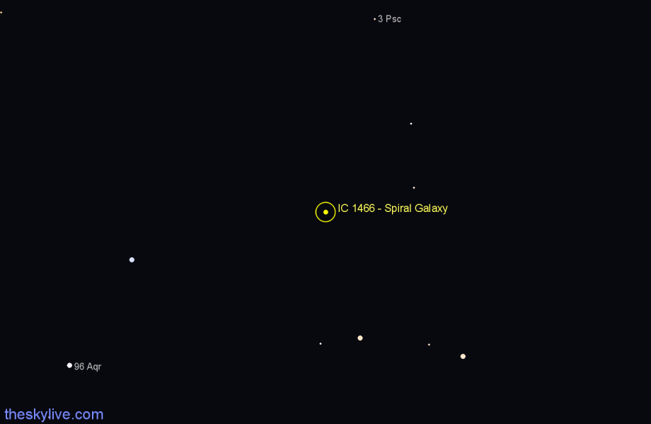 Finder chart IC 1466 - Spiral Galaxy in Pisces star
