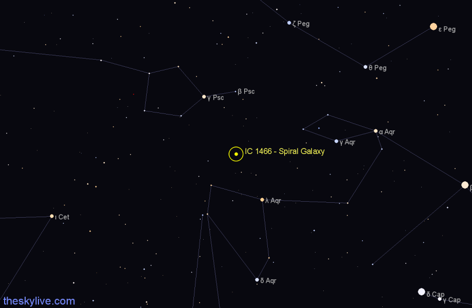 Finder chart IC 1466 - Spiral Galaxy in Pisces star